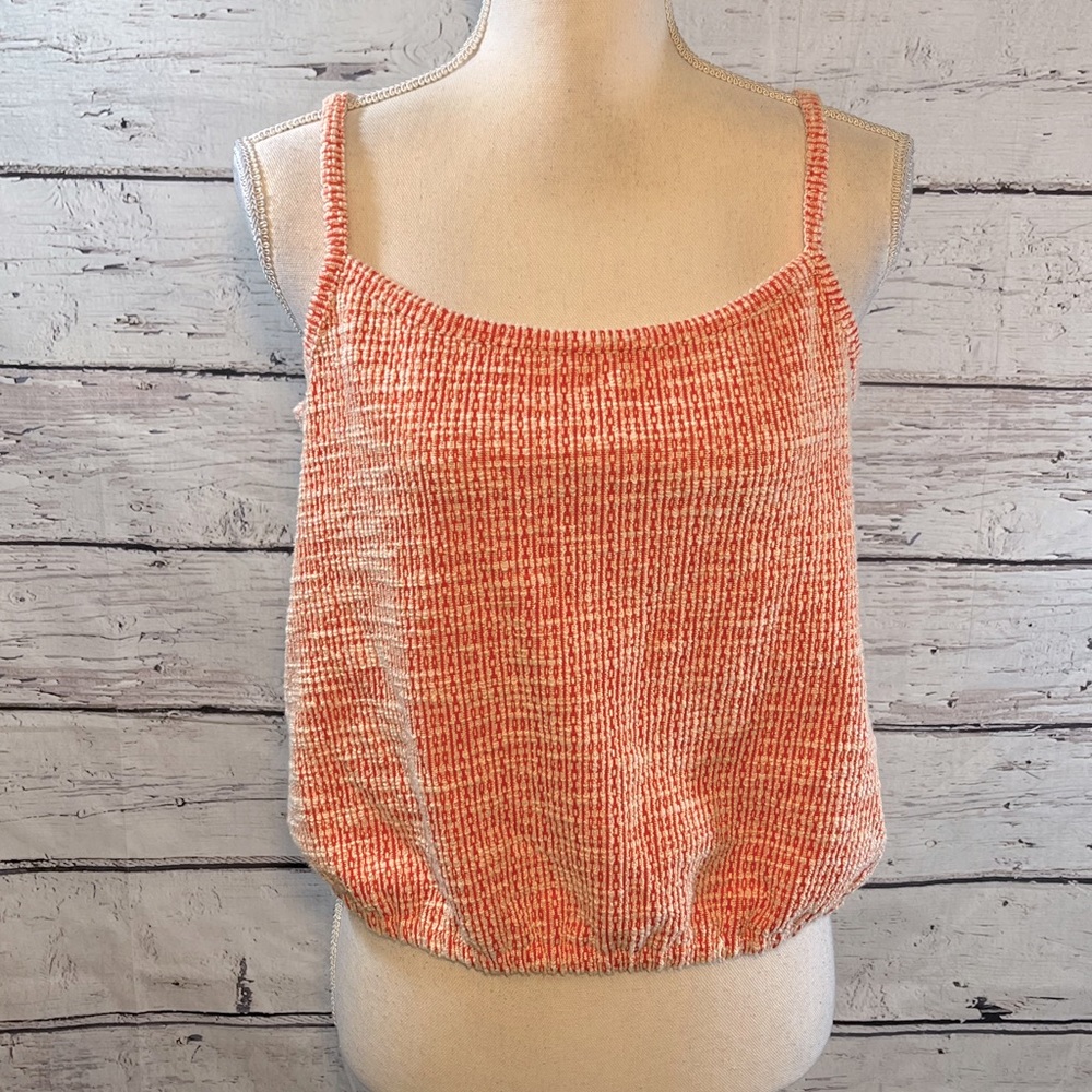 LOFT Cropped Cami Top Nubby Texture Orange/White-MP